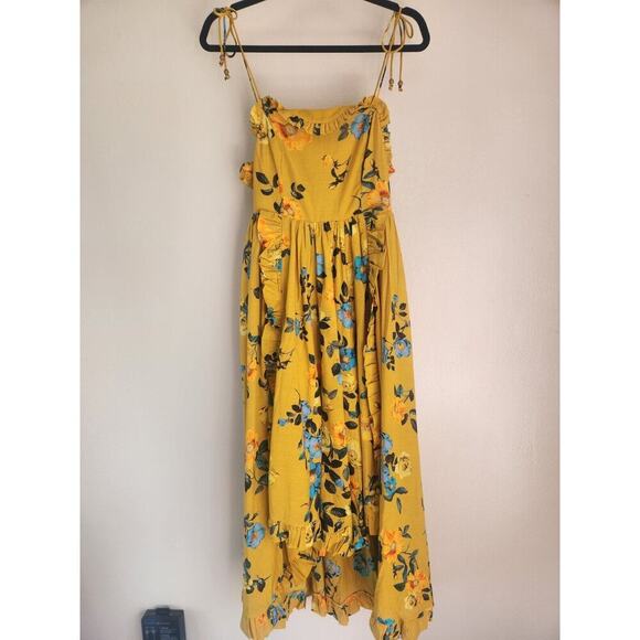 NWT Anthropologie Maeve High-Low Pleated-Trim Floral Dress Size 2 Maize #MD420 - Picture 2 of 14
